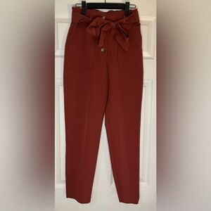 Dynamite Paper Bag High Waisted Trouser Pants Front Tie XS